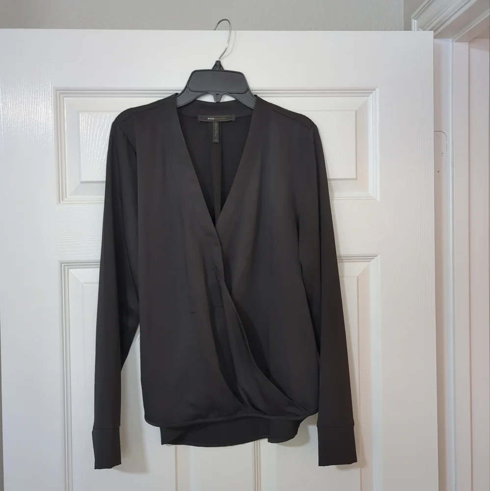 BCBG MaxAzria Black Long Sleeved Blouse - Picture 2 of 6